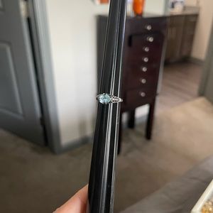 Vintage 925 sterling Adjustable Aquamarine unique filigree ring